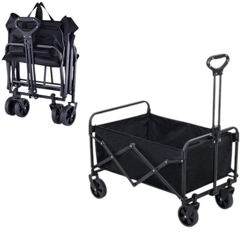 PORTABLE CAMPING WAGON / K116 - Portable foldable luggage cart, multi-box set. Color black