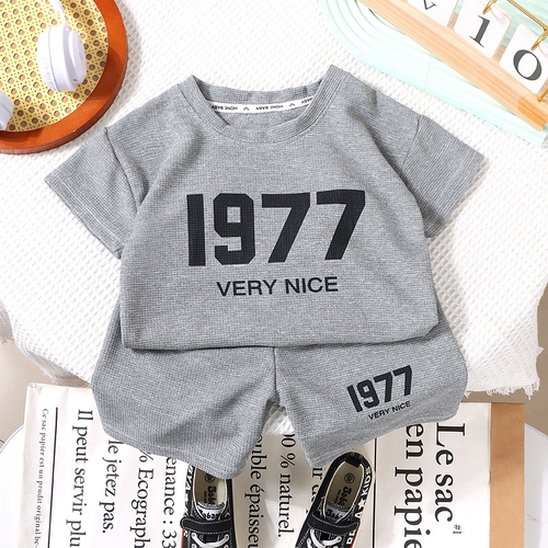 BOY'S TOP AND SHORT SET / GRAY F283 - Color: gray