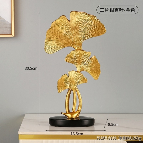 THREE GINKGO LEAVES RESIN / S105P/S67 - LIVING ROOM DECORATION Color: Gold  Size: 30.5*16.5*8.5 cm Weight: 0.62 kg