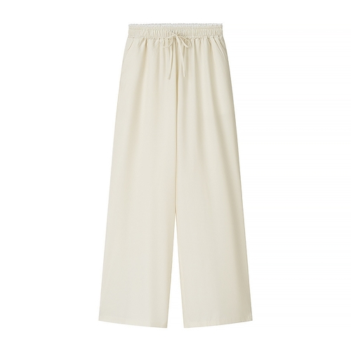 WOMEN'S WIDE LEG PANTS / WD-0874 / C07 - Cream color