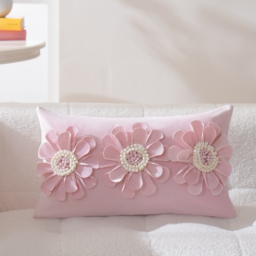 RECTANGULAR THROW PILLOW-PINK SUNFLOWER LUMBAR 30*50CM / S791I - Pillowcase with filler