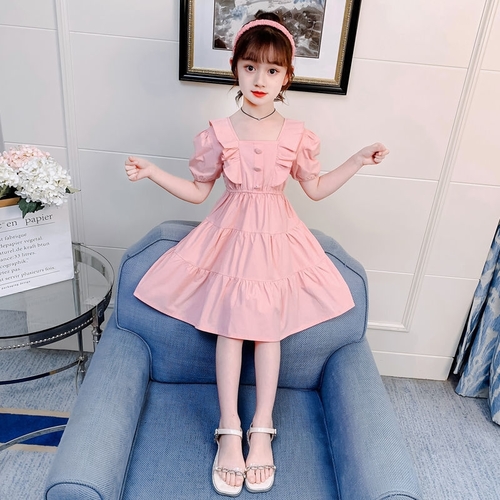 GIRL'S PRINCESS DRESS-PEACHY PINK  / S822D - Color - peachy pink