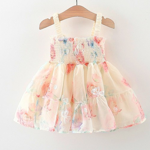GIRL'S FLORAL DRESS / S797 - floral print with butterfly design