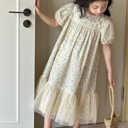 SHORT-SLEEVE FLORAL DRESS / S806 - COLOR: FLORAL SIZE: 140cm, 150cm, 160cm, 170cm