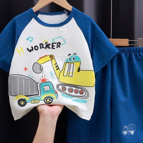 TWO PIECE T-SHIRT AND SHORT / WORKER S805B - COLOR BLUE AND WHITE