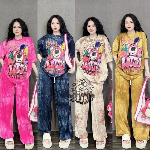 WOMEN'S TIE-DYE SET / FREE SIZE S778 - PRINT : TEDDY BEAR 