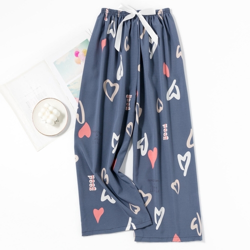 LOOSE PAJAMA / S777E - Color: blue - print: heart One size