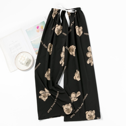 LOOSE PAJAMA / S777F - Color: black - print: bear One size