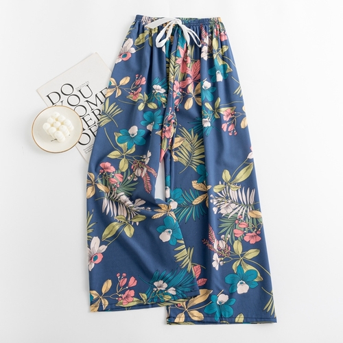 LOOSE PAJAMA / S777J - Color: blue Print: floral and leaf
