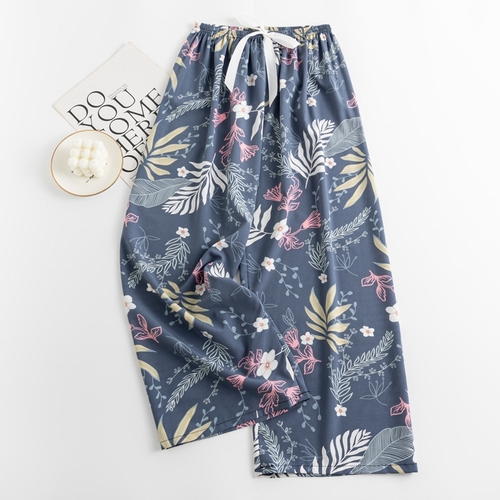 LOOSE PAJAMA / S777M - Color: blue-gray Print: floral One size