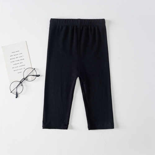 GIRL'S SHORT LENGTH LEGGINGS / BLACK -S783A - Color:black