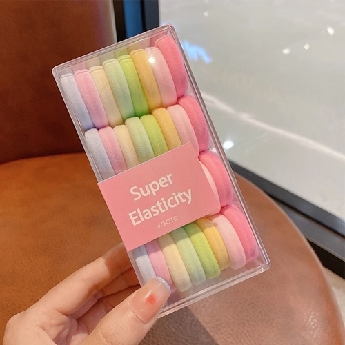 32-PIECE PASTEL COLORED SUPER ELASTIC HAIR TIES - S83A - Mix pastel-color hair ties