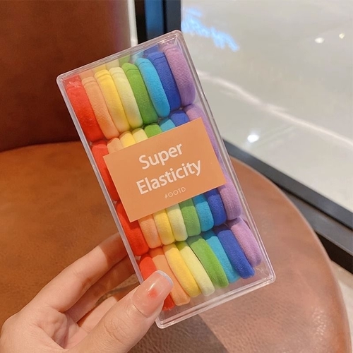 32-PIECE MULTICOLORED SEAMLESS HAIR TIES - S83B - Super elastic hair ties