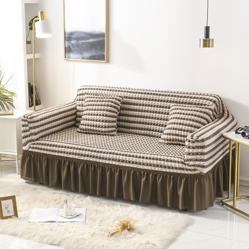 ELASTIC SOFA COVER DOUBLE SEATER 145-185CM SKIRT STYLE TWO-TONE  S790/S763 - ELASTIC SOFA COVER DOUBLE SEATER 145-185CM SKIRT STYLE.