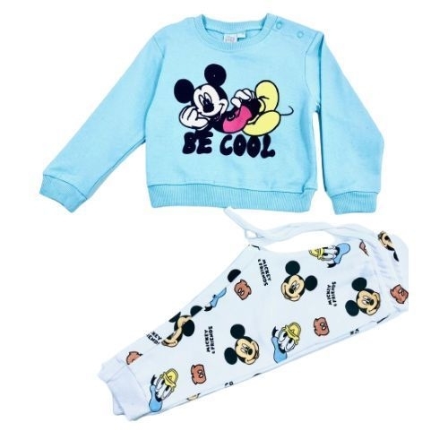 PAJAMA SET - LULUB4 - Blue sweatshirt and white pajama-Mikey mouse print