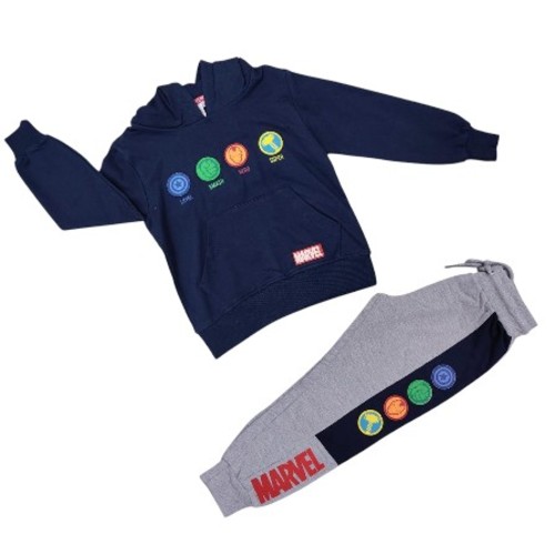 MARVEL PAJAMA SET FOR BOYS - AW21LLAV6/AW21LLAV8 - MARVEL PAJAMA SET-navy blue hoodie sweatshirt and gray pants