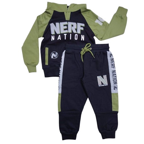 NERF PAJAMA SET  LL-TB-13/LL-TB-15 - Hooded sweatshirt and pants Two-tone : green and black