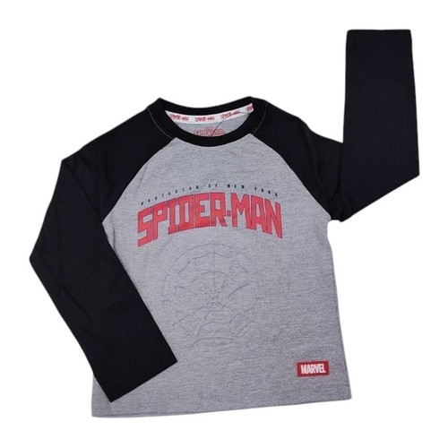 SPIDER-MAN SWEATSHIRT - AW21LLSP1 - Design: embossed spider web Two-tone color: gray and black