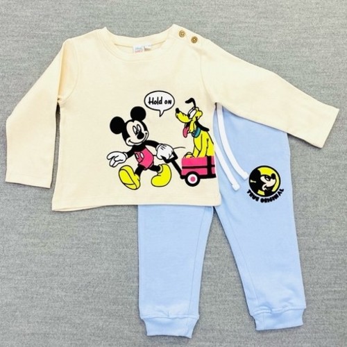 PAJAMA SET - LULUB1 - Mikey mouse pajama set-beige sweatshirt and blue pajama