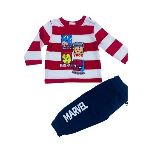 MARVEL PAJAMA SET - W21-LLMV-B01 - Two-tone sweatshirt:red and white Pants color: navy blue