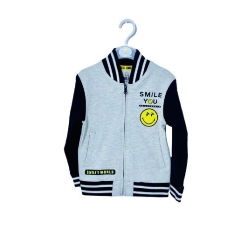 SMILEY VARSITY JACKET LL-TB-03 - Color: Two-tone gray and black