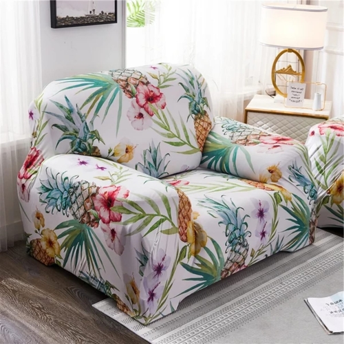 TROPICAL PRINT SINGLE SOFA COVER 90CM-140CM POLYESTER AND SPANDEX BLEND MATERIAL S917 - The material is durable, soft, anti-wrinkle, and machine washable, offering protection against dust, stains and daily wear and tear.