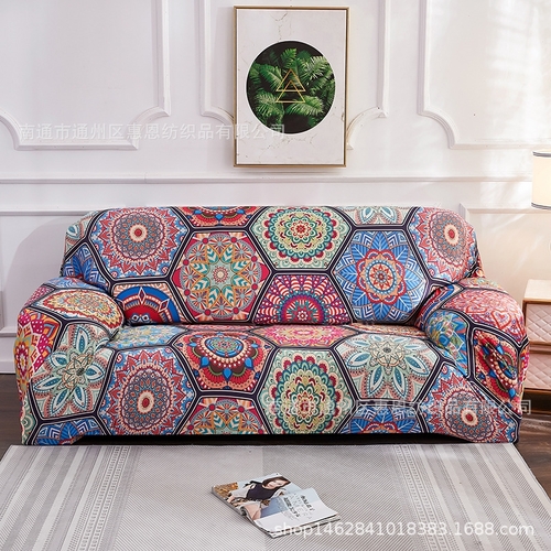 TROPICAL PRINT THREE SEATER SOFA COVER 195CM-230CM POLYESTER AND SPANDEX BLEND MATERIAL S917