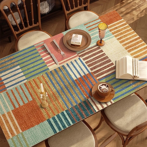 RECTANGULAR DINING PLACEMAT WATERPROOF HEAT INSULATION PVC MATERIAL 120*80CM F333-1 - Bohemian style geometric table mat