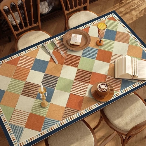 RECTANGULAR DINING PLACEMAT WATERPROOF HEAT INSULATION PVC MATERIAL 120*80CM F333-3 - Plaid or harlequin patter