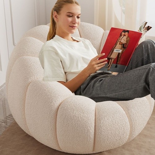 PUMPKIN BEANBAG COUCH 80x80x50CM  - WHITE F312/U324 - Color white