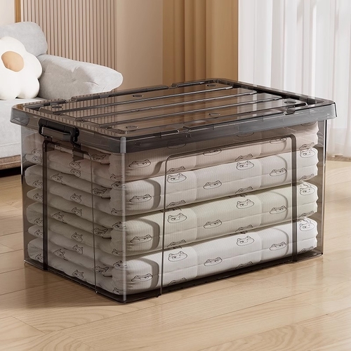 TRANSPARENT STORAGE BOX 44X30X16CM U332 - Plastic storage box-Transparent gray