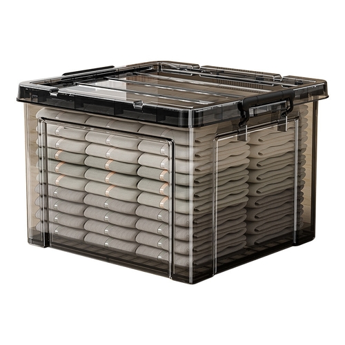 TRANSPARENT STORAGE BOX 53X38X25CM U332 - Plastic storage box-Transparent gray