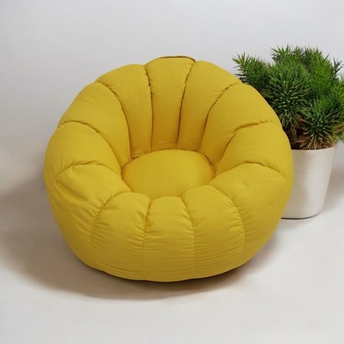 PUMPKIN BEANBAG COUCH 80x80x50CM  - YELLOW U324 - Cover linen material