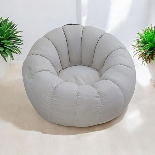 PUMPKIN BEANBAG COUCH 80x80x50CM  - BEIGE U324 - Linen material