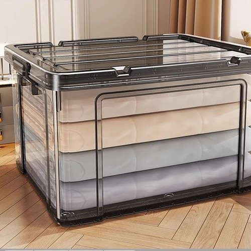 TRANSPARENT STORAGE BOX 66X44X40CM U332 - Plastic storage box-Transparent gray