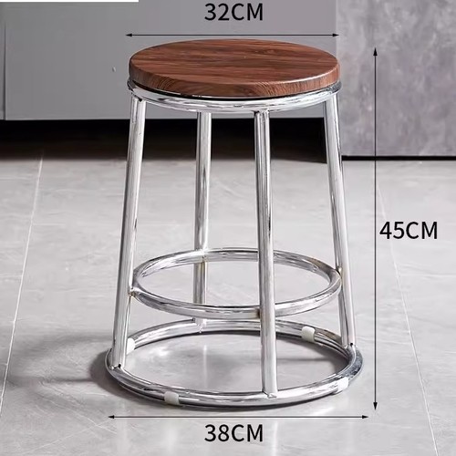 METAL ROUND BAR STOOL WITH WOODEN SEAT 32X38X45CM / METAL CHROME U218 - High-quality materials