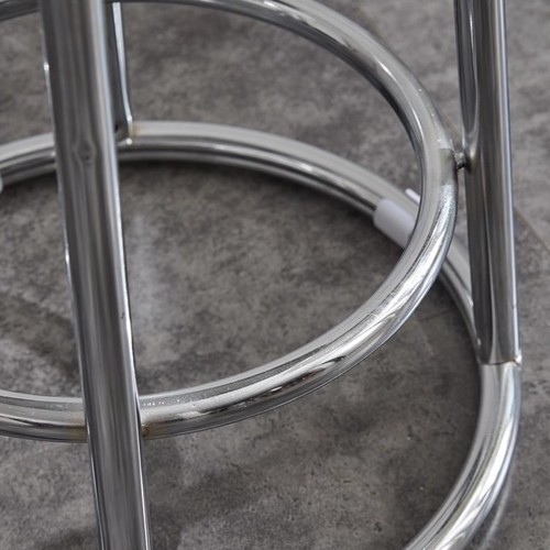 METAL ROUND BAR STOOL WITH WOODEN SEAT 32X38X45CM / METAL CHROME U218