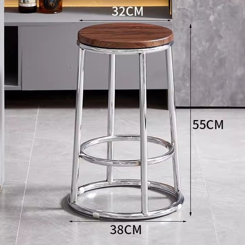 METAL ROUND BAR STOOL WITH WOODEN SEAT 32X38X55CM / METAL CHROME U218 - High-quality materials