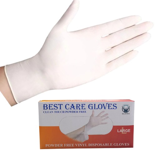 DISPOSABLE VINYL GLOVES / WHITE BO239 - 100-PIECE DISPOSABLE VINYL GLOVES