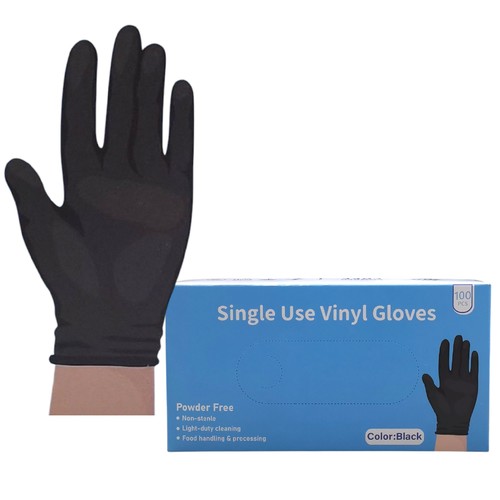 DISPOSABLE VINYL GLOVES / BLACK BO240 - 100-PIECE DISPOSABLE VINYL GLOVES