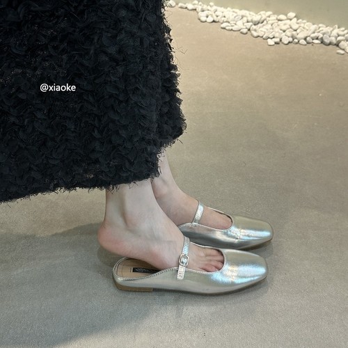 SILVER CLOSED-TOE SANDALS / S834 - COLOR SILVER FLAT-BOTTOMED SHOES