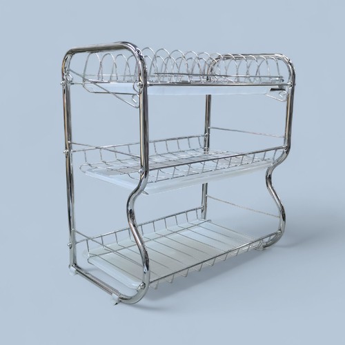 METAL DISH DRAINER WITH PLASTIC DIP TRAY-SIZE 40X24.5X44CM / U183 - Size: 40X24.5X44CM