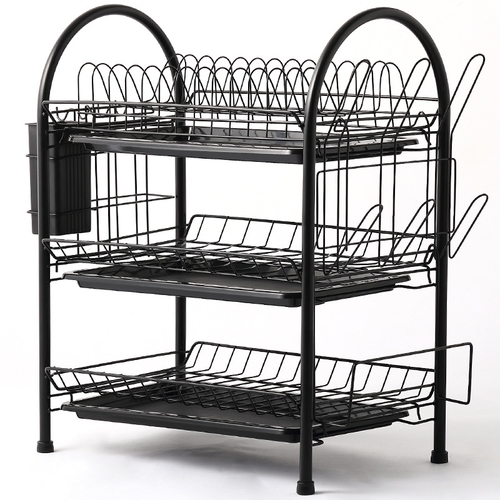 THREE-TIER DISH DRYING RACK WITH REMOVABLE DRIP TRAY - SIZE 39X23.5X49.5 / U183 - Size : 39X23.5X49.5
