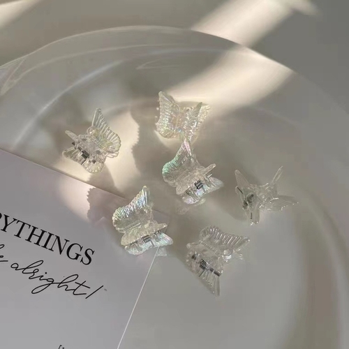 6-PIECE BUTTERFLY HAIRCLIP / S605 - White transparent