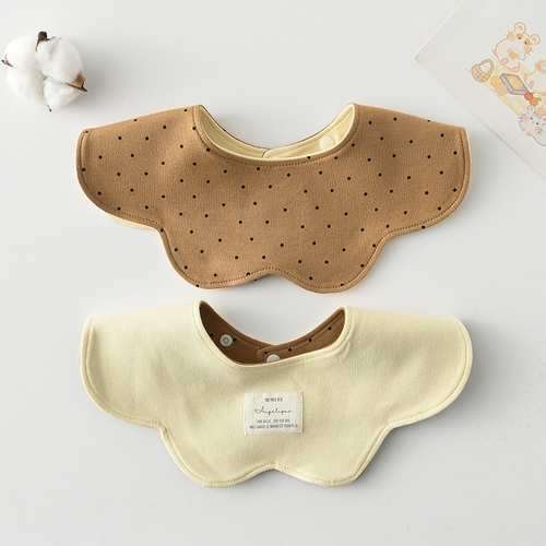 DOUBLE SIDED BABY BIB - PURE COTTON / POLKA-DOT B05 - 100% COTTON(EXCEPT EXCIPIENTS)