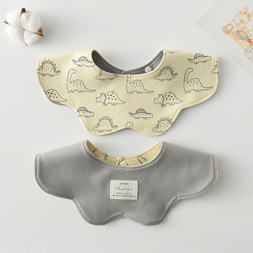 DOUBLE SIDED BABY BIB - PURE COTTON / DINOSAUR B05 - 100% COTTON(EXCEPT EXCIPIENTS)