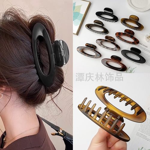 OVAL SHAPE HAIR CLAMP / TRANSPARENT GRAY U227J - Style: oval shaped Color: transparent gray
