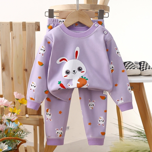 GIRL'S COTTON PAJAMA SET - F304PU/S811T - LONGSLEEVE SHIRT AND PANTS COLOR:PURPLE