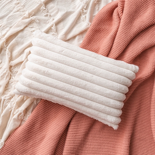 RECTANGULAR WHITE THROW PILLOW-STRIPED DESIGN 50X30 S791N - Pillowcase with filler