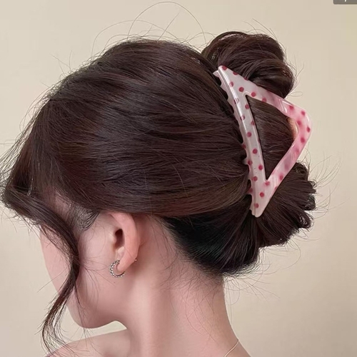 HAIRCLIP / U320S - Polka-dot pink 12cm